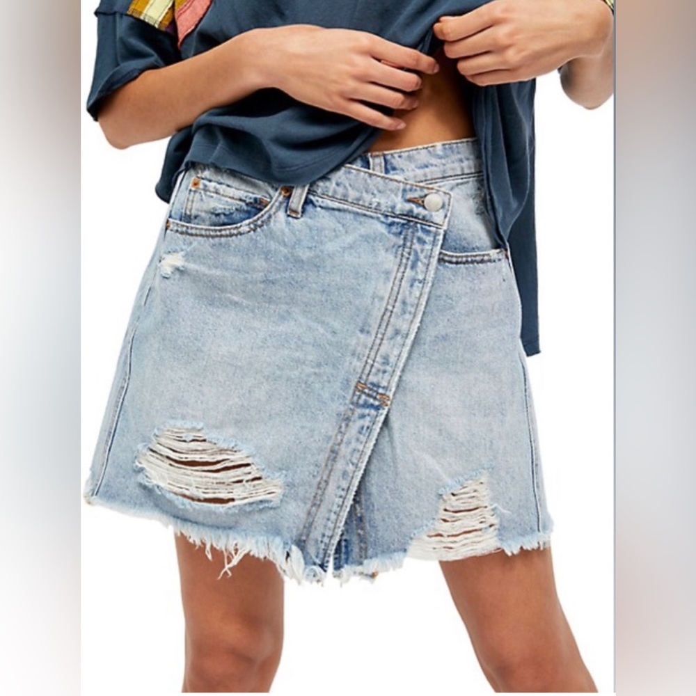 Free People Surf’s Up Parker Wrap Denim Skirt